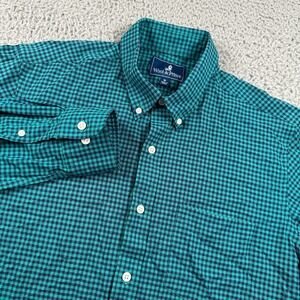 Wool & Prince Shirt Mens M Green Blue Check Long Sleeve Button Up 100%‎ Wool